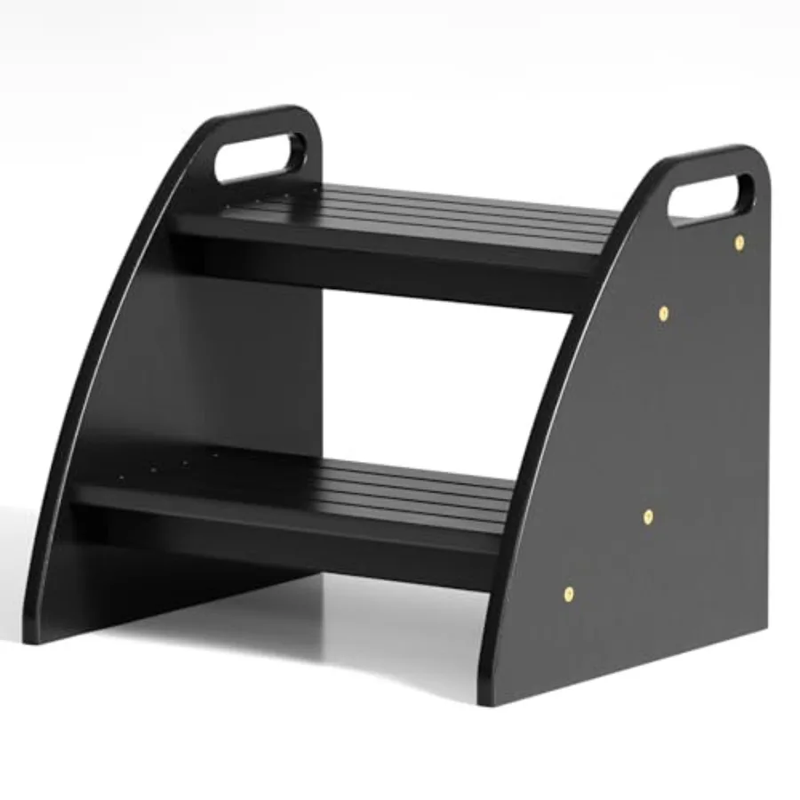 

Бамбуковая двухступенчатая подставка-табурет, выдерживающая нагрузку до 136 кг, деревянная двухступенчатая подставка с нескользящими ручками, сверхпрочная подставка-ступенька для прикроватных и высоких кроватей