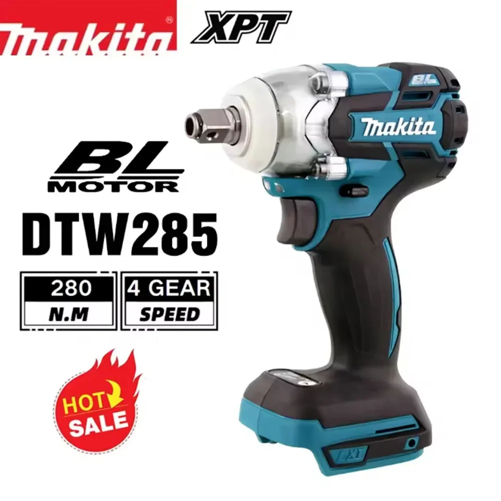 Original Makita DTW285 520N.M Bürstenloser Schlagschrauber, kabelloser elektrischer Schraubenschlüssel, wiederaufladbares Werkzeug mit hohem Drehmoment, Makita 18-V-Akku