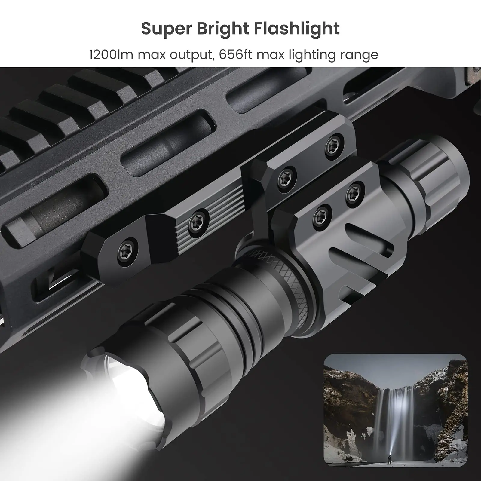 Imagem -03 - Lanterna Tática para Luz de Arma de Airsoft Luz Led de 1200 Lúmens com Montagem e Interruptor Equipamento Óptico de Caça Tático