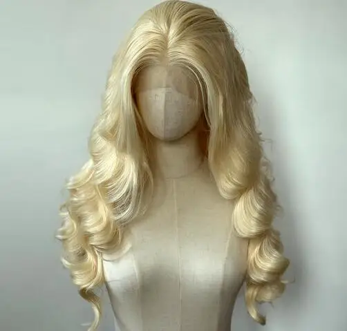 Blonde Wig Synthetic Lace Front Wig Long Body Wave Lace Front Synthetic Wig Pre Plucked Heat Resistant Fiber Hair