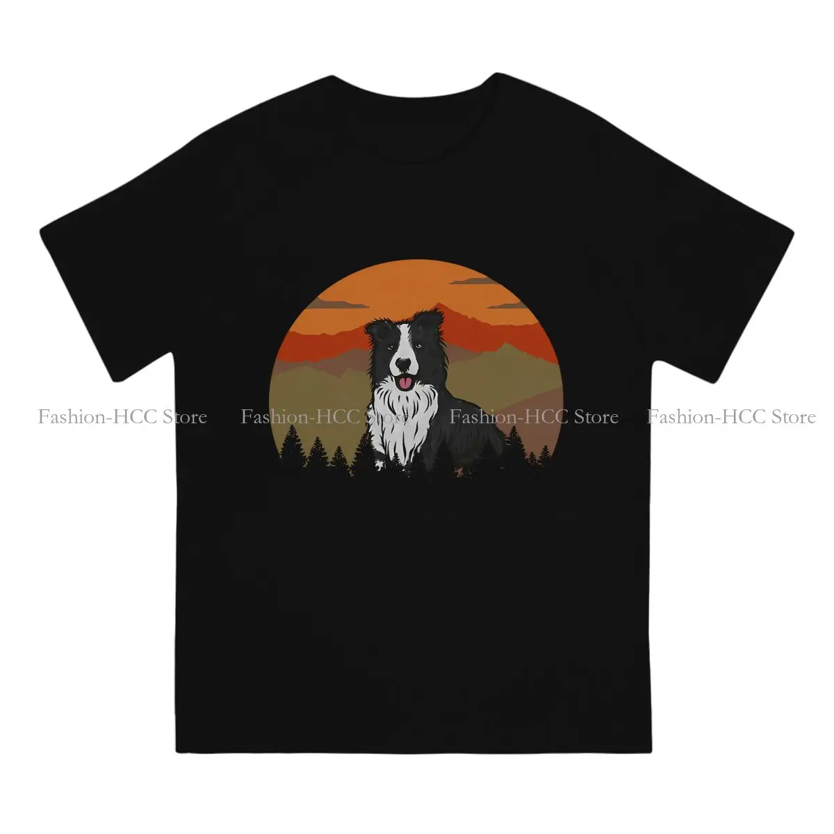 Vintage Mountains Country Wilderness Border Harajuku Polyester TShirt Collie Dog Printing Tops Comfortable T Shirt Male Tee