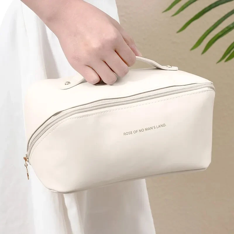 Large Capacity Travel Cosmetic Bag Portable Leather Cosmetic Bag Women Bathroom Wash Bag Multifunctional Toiletry Kit