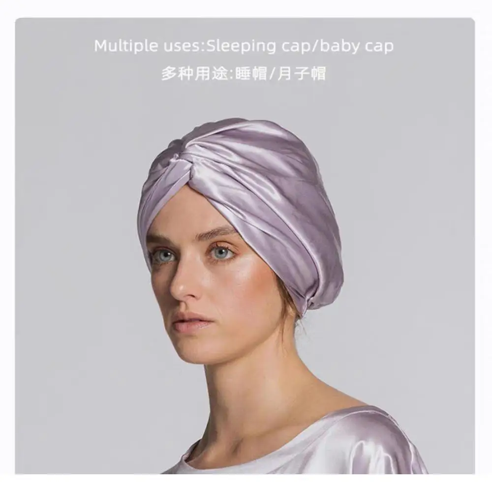 

Women Silk Satin Sleep Cap Makeup Headscarf Hat Double Layer Hair Wrap Twisted Turban Ladies Headwrap Curly Straight Hair Long