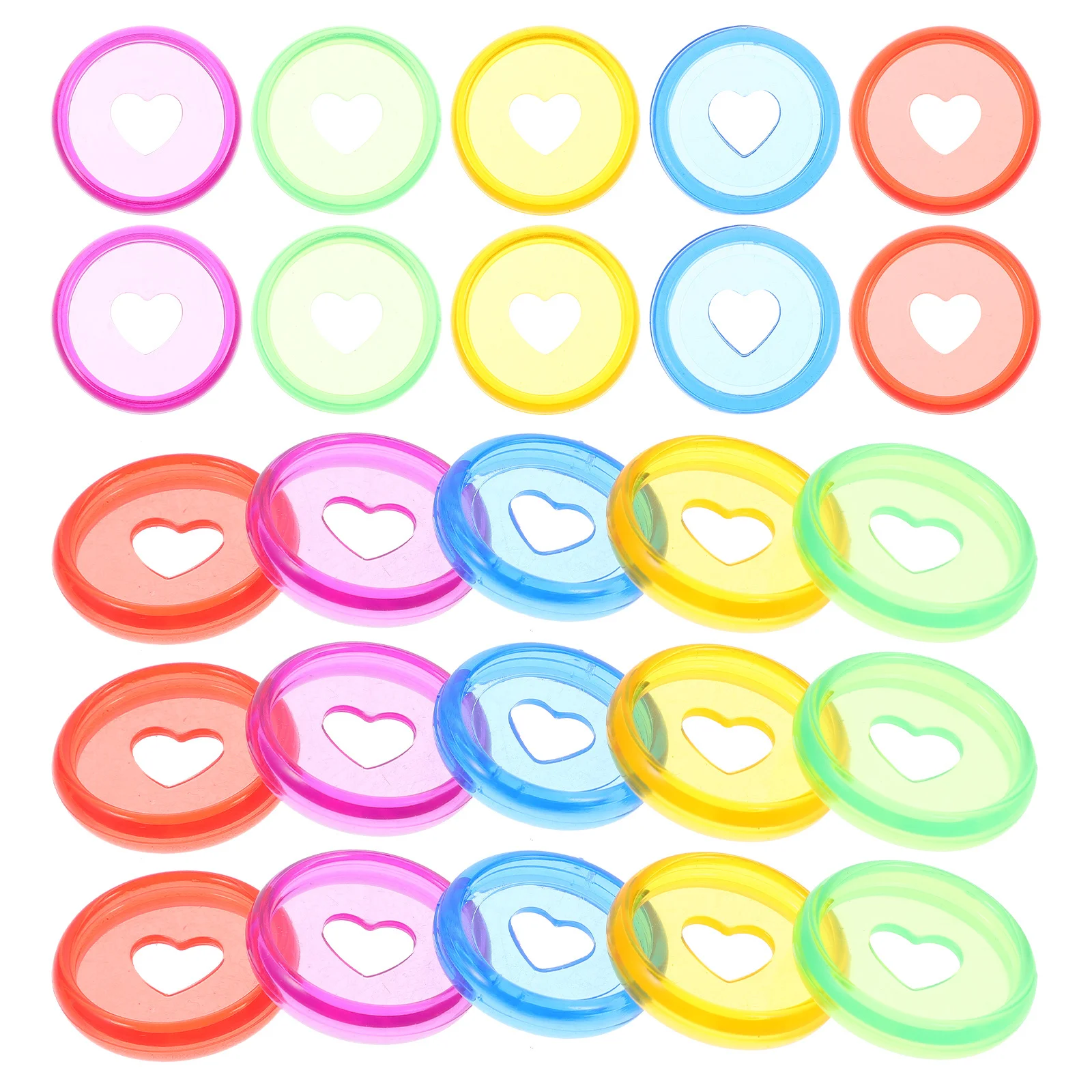 25 pezzi di dischi colorati per raccoglitori a forma di cuore, in plastica ABS, per rilegatura, dischi rotondi di ricambio per pianificatori, quaderni, ufficio a fogli mobili