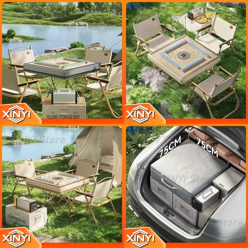External Power Supply Outdoor Camping Portable Mahjong Machine Folding Automatic Mahjong Table