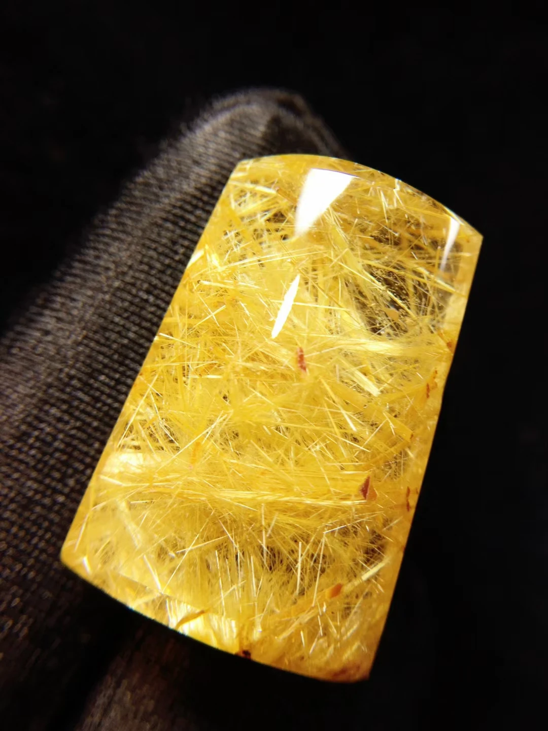 

Natural Gold Rutilated Quartz Rectangle Pendant Rutilated Quartz Jewelry 28*18.6*10.3mm Men Women Brazil AAAAAAA