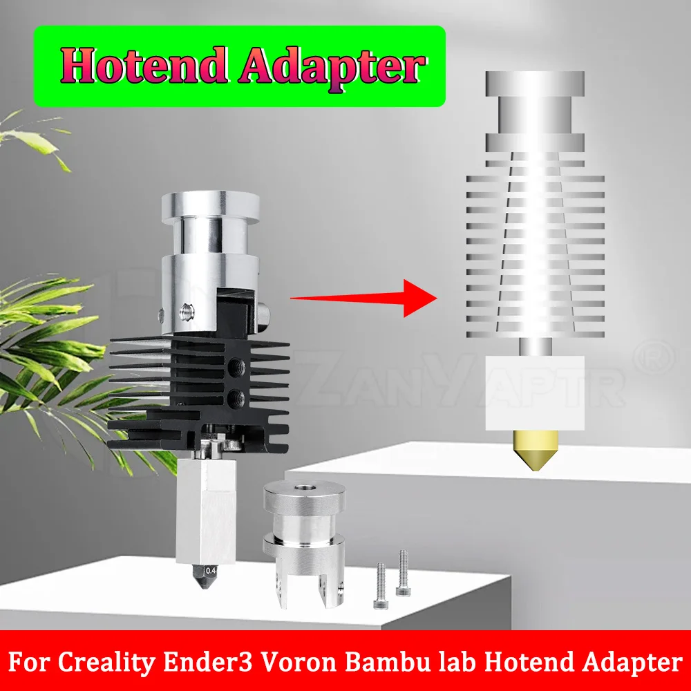 

Hotend Adapter For Bambu Lab Extrusion head heated Hotend Change to Creality Ender3 Voron/E3DV6 Hotend Adapter Aluminum CNC Kit