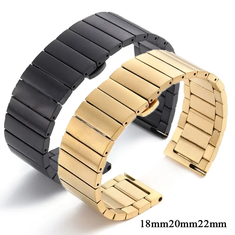 

20mm 22mm Stainless Steel Watch Bracelet for Seiko for Omega Strap Solid Butterfly Buckle Wrist Band Men Women Sport Watch Strap