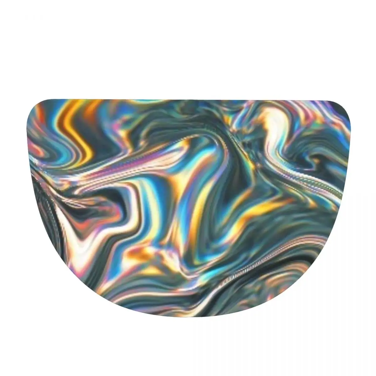 Holographic Metallic Rainbow Soft Flannel Half Round Doormat Non Slip Bathroom Mat Absorbent Floor Carpet for Garage