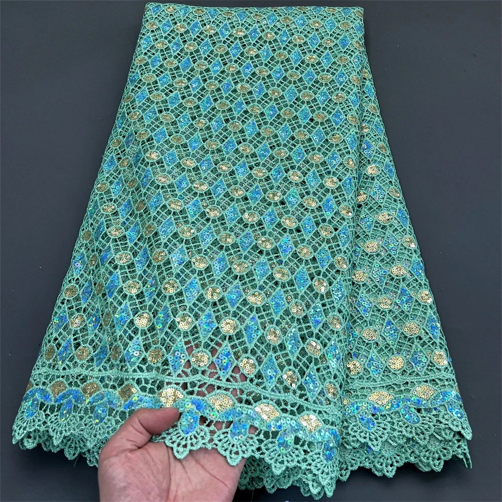Nigerian Tulle Lace Fabric for Sewing, Wedding Dress, Chiffon Party Guipure, High Quality, Cotton, 5Yard, 2026 PS0031