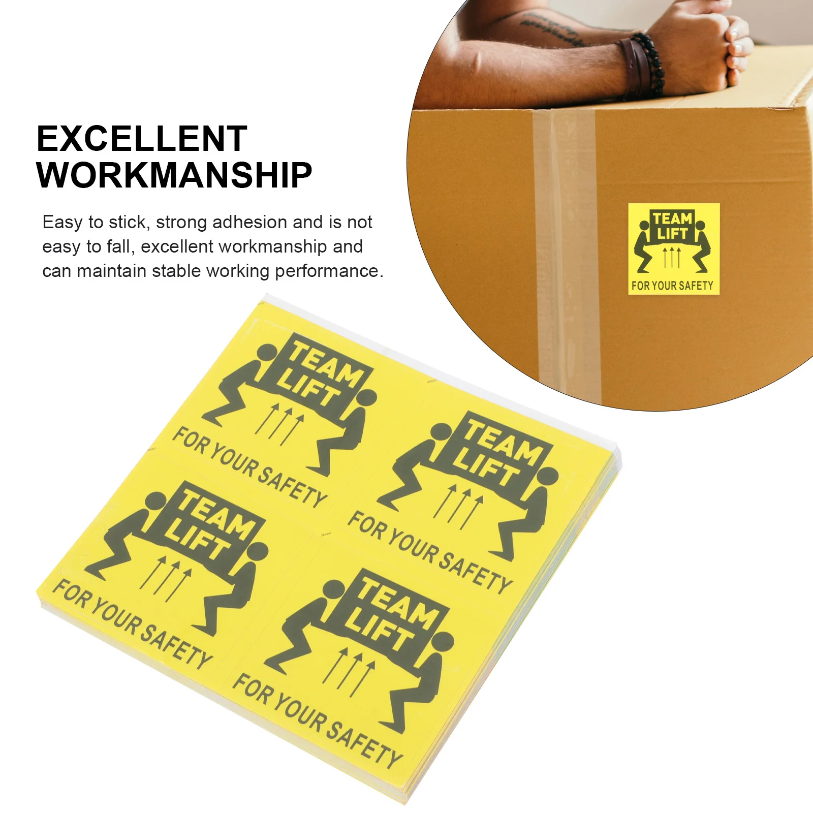 100Pcs Overweight Team Lift Warning Stickers Heavy Object Adhesive Safety Caution Decals Shipping Labels Team Lift Sign