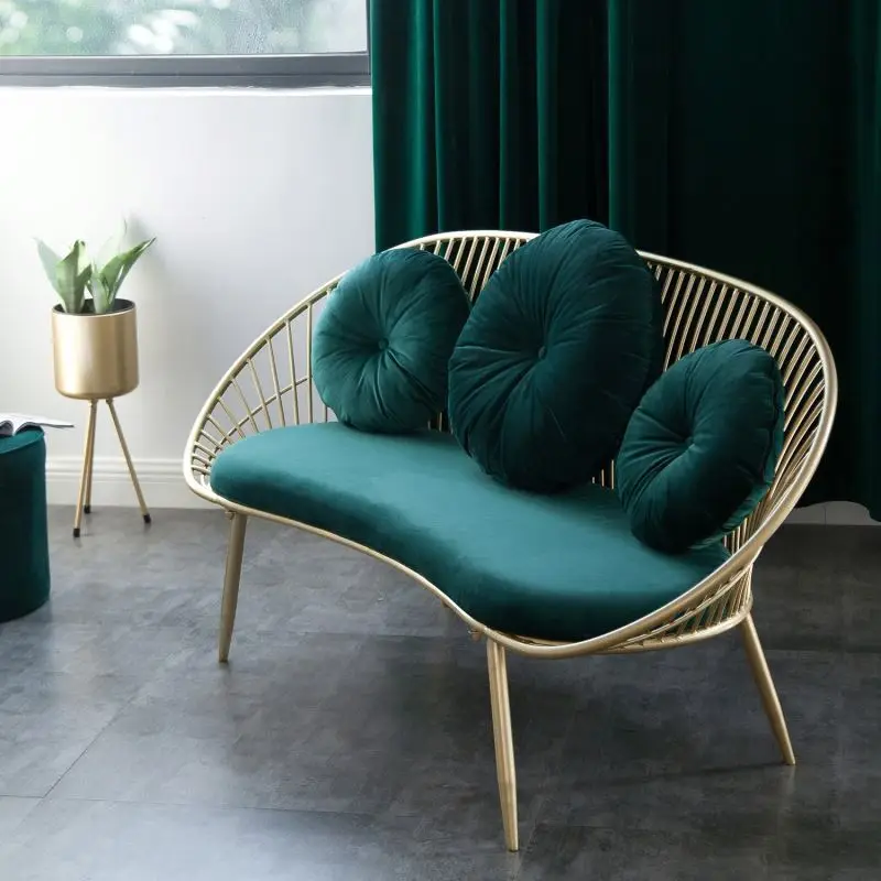 &c New Modern Style Light Luxury Hot Sale Coffee Small Two Seater Green Iron Sofa Furniture