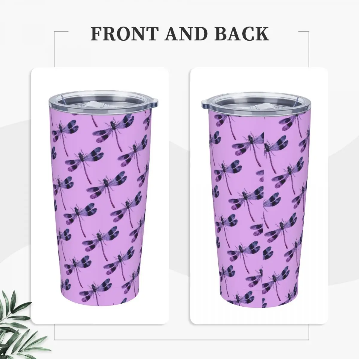 Stainless Steel Tumbler Lavender With Dragonfly Thermal Mug Animal Leakproof Cold Drink Mugs Cup Beach Graphic Water Bottle