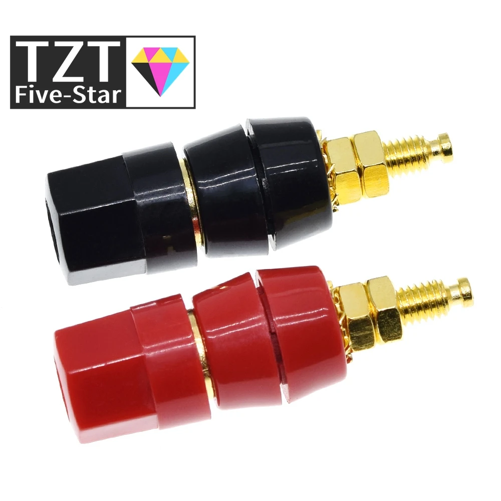 TZT 1/5PCS Red Black Connector Amplifier Binding Post Banana Speaker Plug Jack Adapter Socket