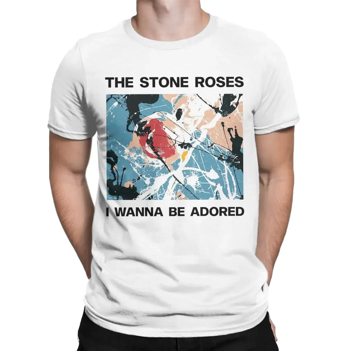 Men T-Shirt Stone Roses I Wanna Be Adored Funny Pure Cotton Tees Short Sleeve T Shirts Crewneck Tops Plus Size