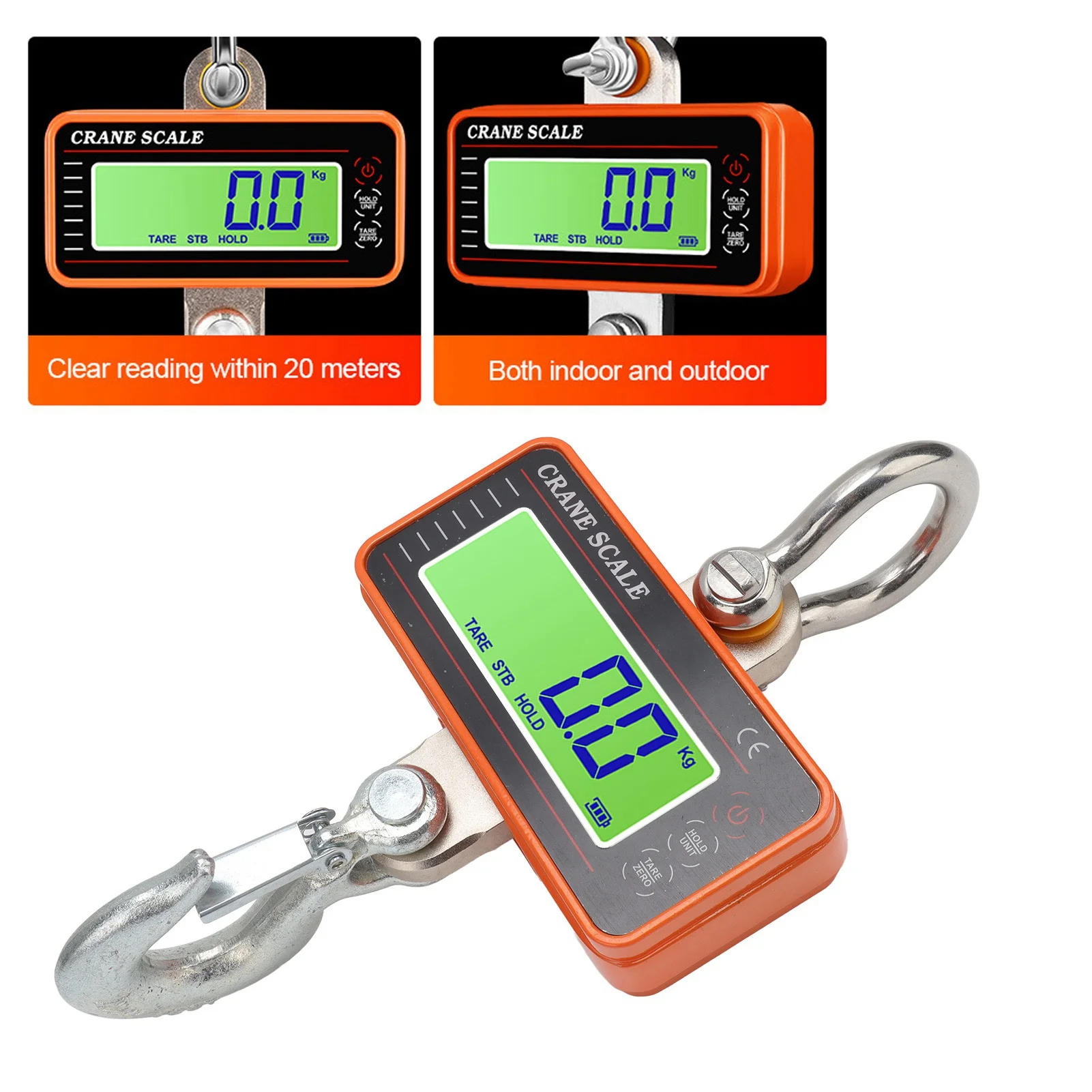 Digital Crane Scale 1500kg 3000lb Thick Carabiner Electronic Weighing Crane Scale Strong Weighing Capacity for Industrial Use