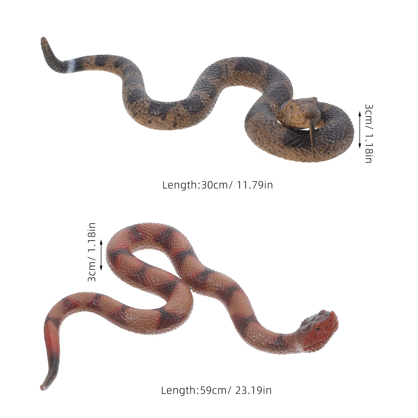 Serpiente de goma realista, serpiente cascabel suave, accesorios de broma, decoración de jardín, fiesta de Halloween, serpiente falsa aterradora, 2 uds.