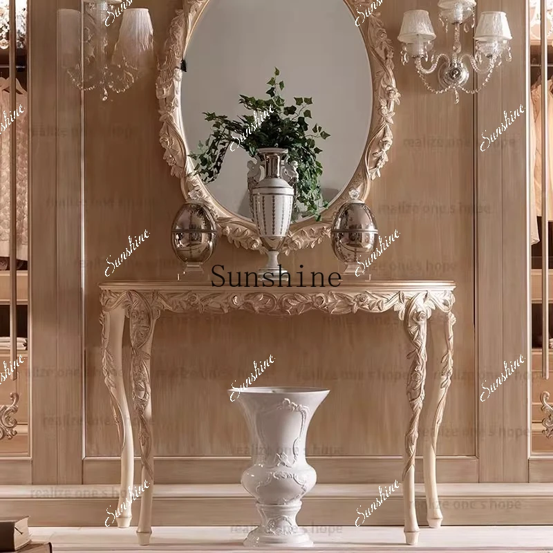

European-style entrance table foyer luxury wall side cabinet against the wall semi-circular end view table FT