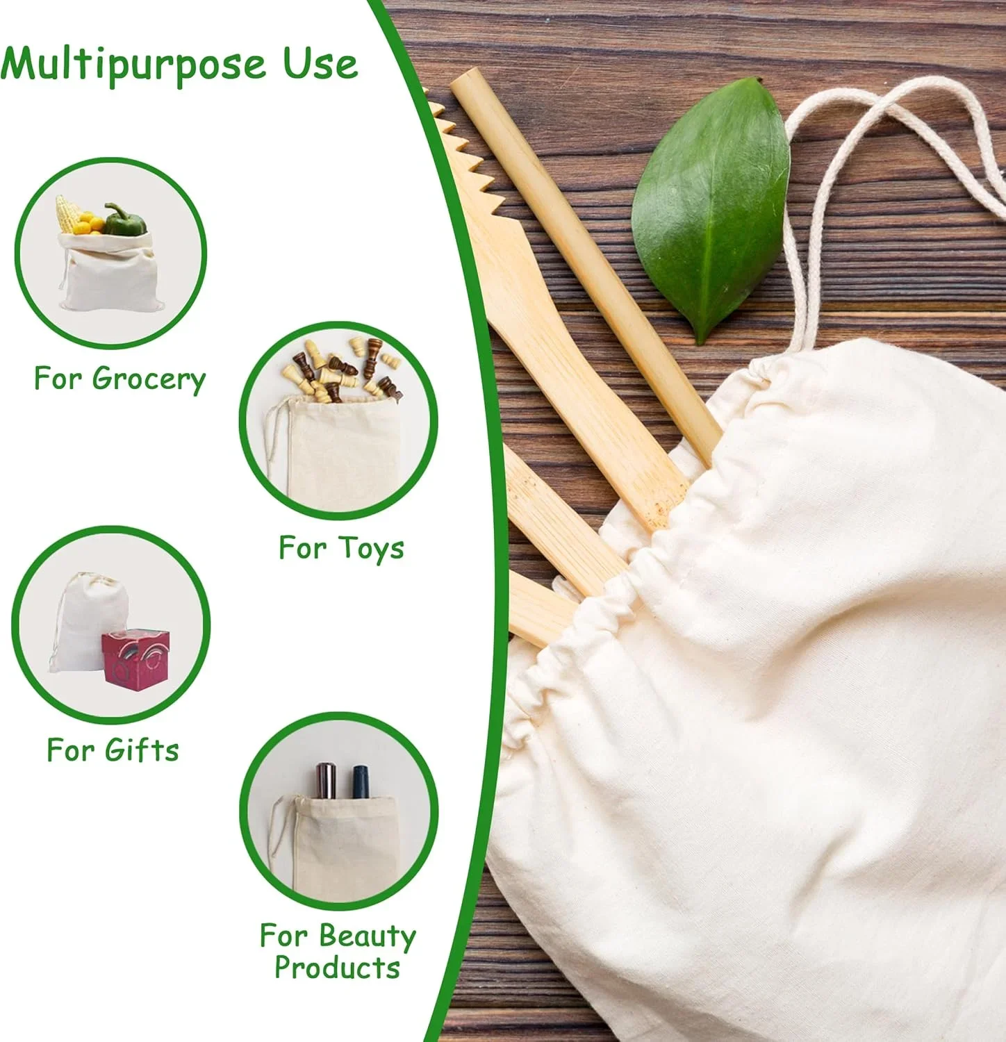 10‑100Pcs Custom Logo Cotton Drawstring Pouches, Personalized Gift Storage Bags for Wedding Party Jewelry Packaging