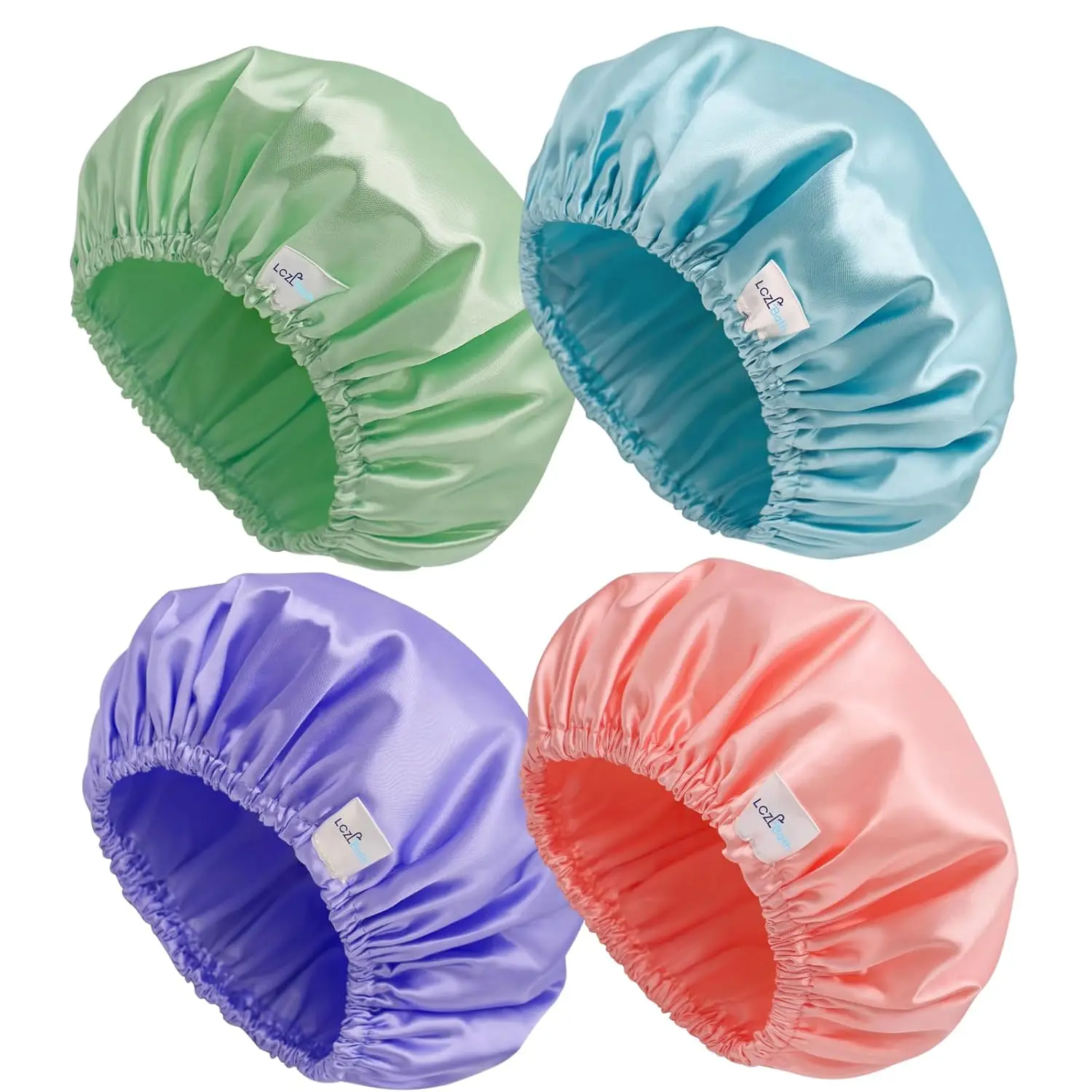 

Shower Caps Reusable Waterproof Set Extra Large Bath Caps for Women Double Layers Long Hair Cover Elastic Bathing Hat for Shower