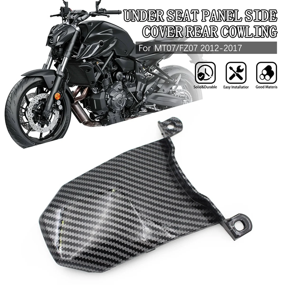 Painel lateral do assento da motocicleta capa traseira carenagem capa para yamaha MT-07 FZ-07 2012-2017-t45c