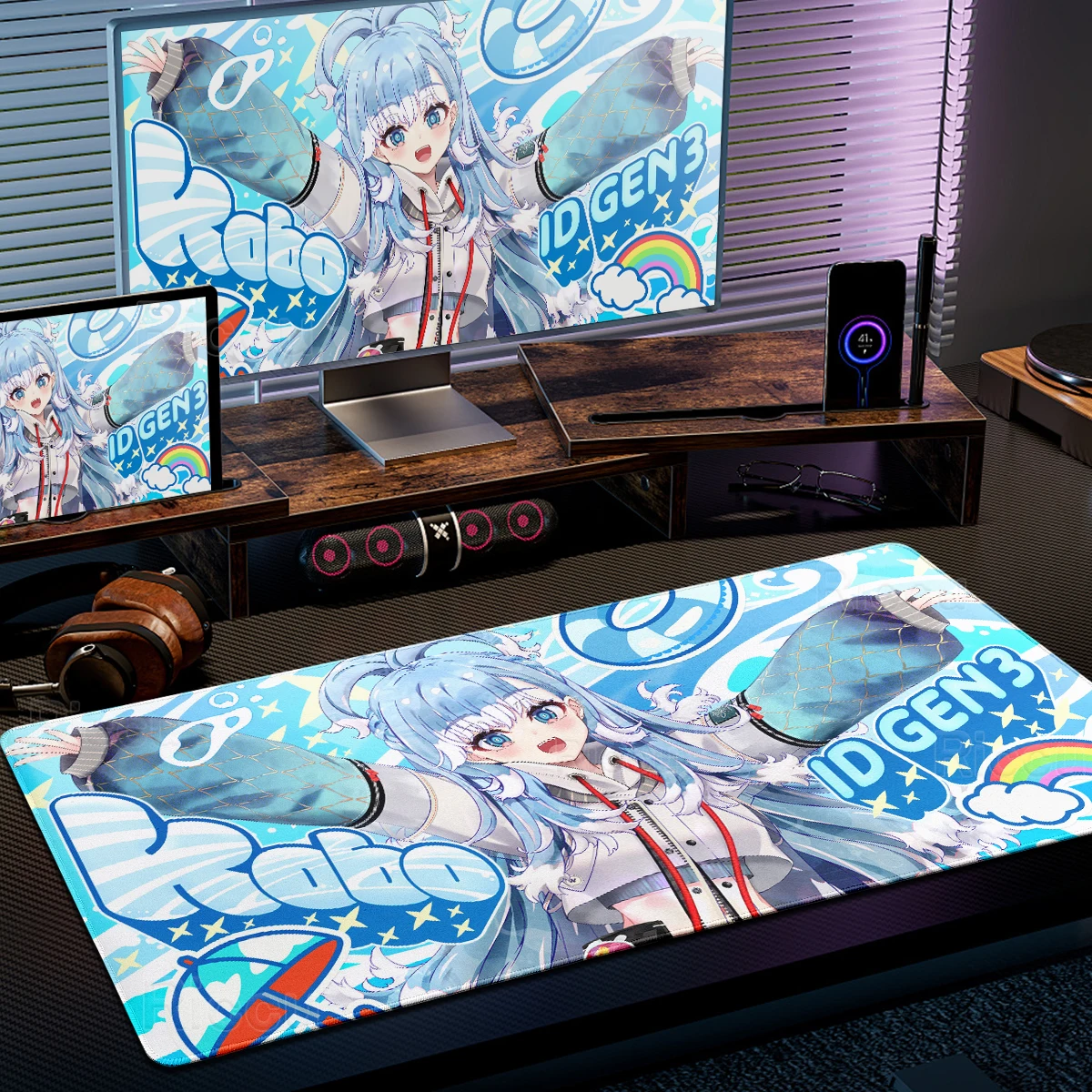 Mouse Pads Hololive Kobo Kanaeru Game Anime Sexy Girl Keyboard Tablemats Gaming Kawaii HD Printing Non-slip Rubber LockEdge Rugs