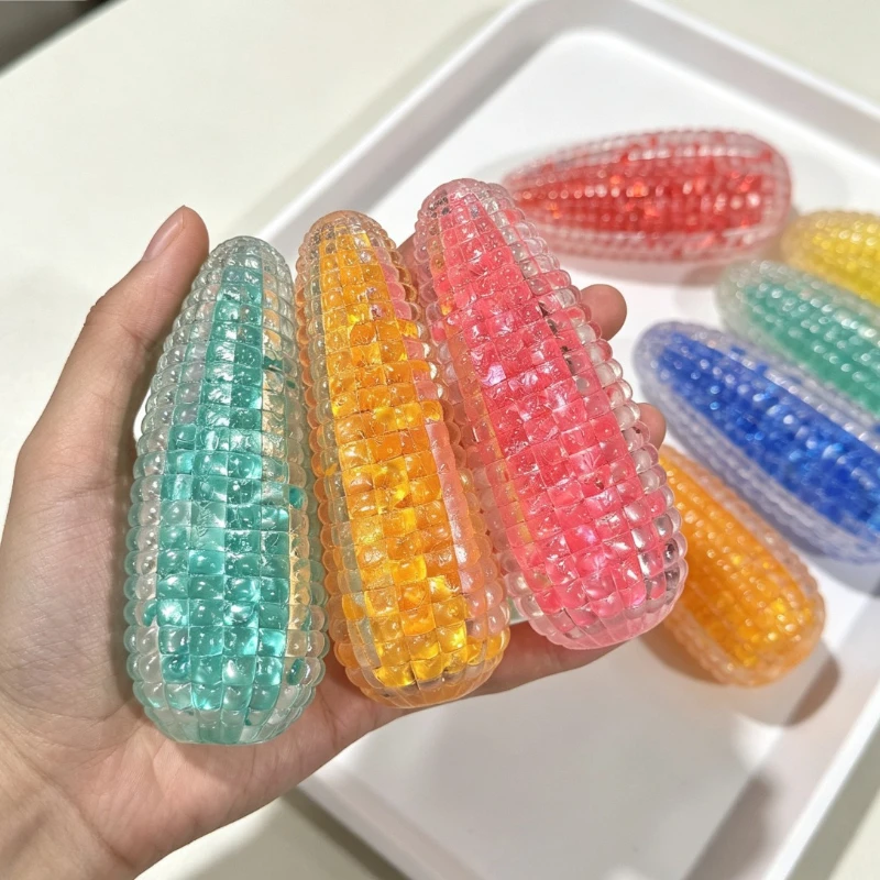 

1pc Glitter Sequins Water Filled Corn Squeeze Squishy Toy Realistic Vegetable TPR Fidget Toy Anxiety Relief Sensory Hand Play Toy Novelty Stress Toy
