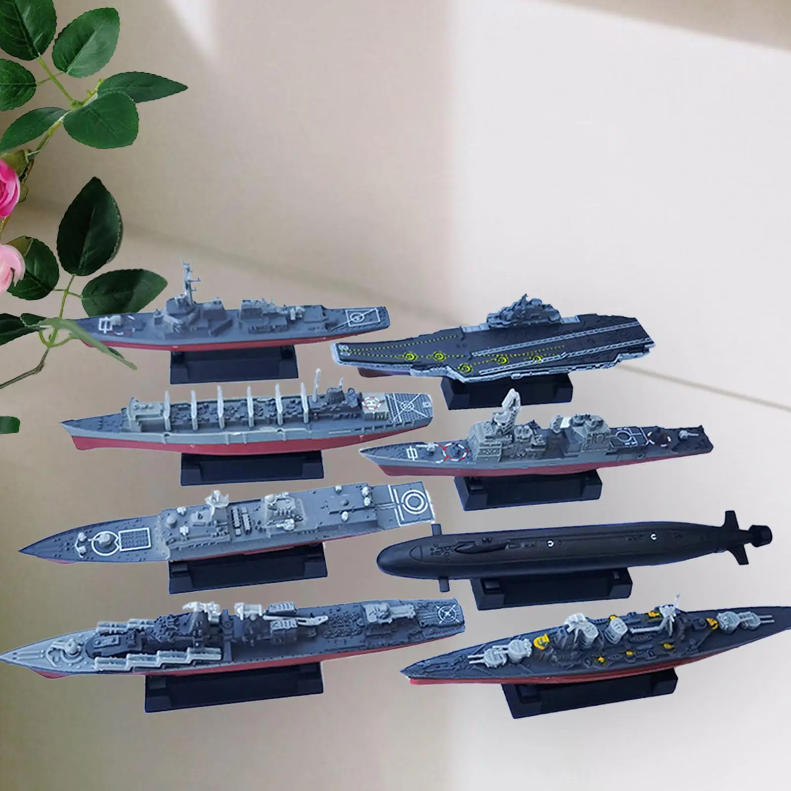 8 Pieces 4D Assembled Ship Model, Aircraft Model Collection Toys Playset, Warship Model Toy for Adults Children Birthday Gifts