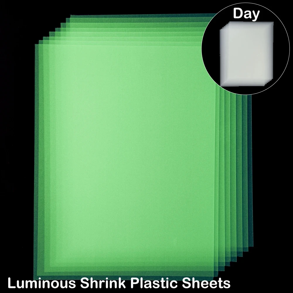 

5/10Pcs Luminous Shrink Plastic Sheets Glow in the Dark Shrink Art Paper Shrinky Film Sheet for DIY Handmade Keychain Craft Gift