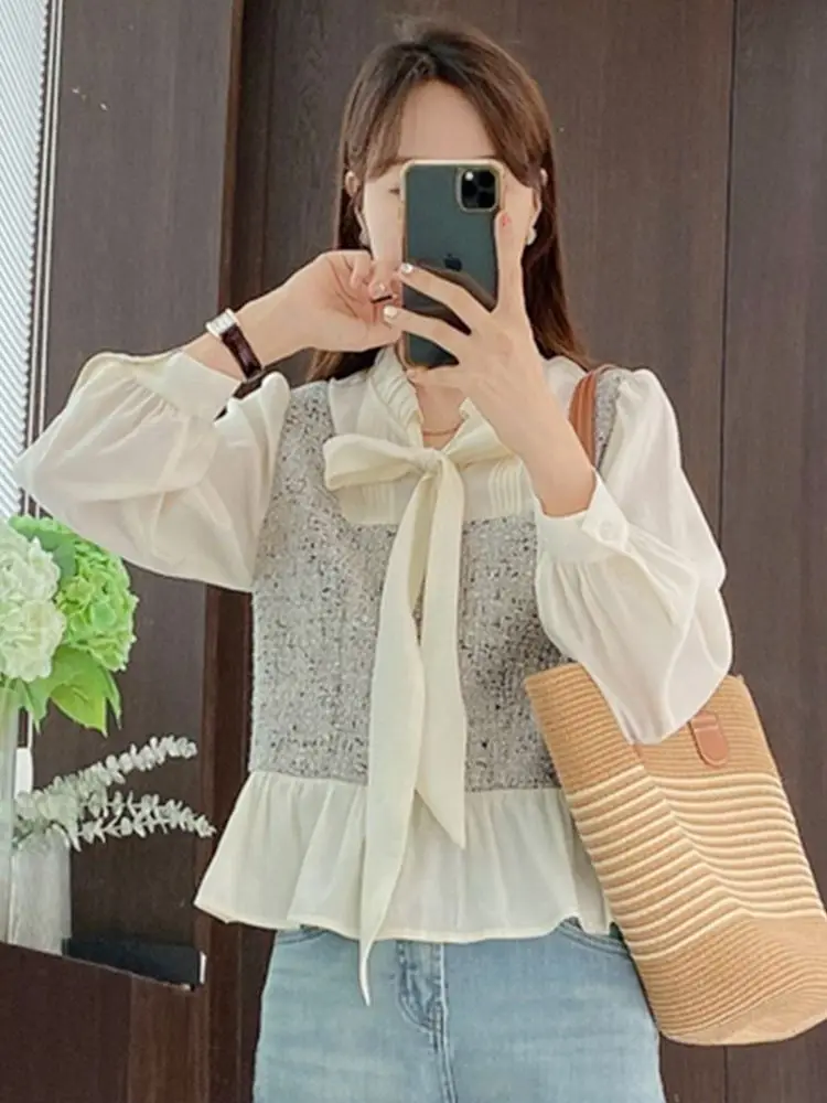 Two Shirts for Early Autumn Vacation New Autumn Fashion Popular Loose French Style Long Sleeved Top for Women