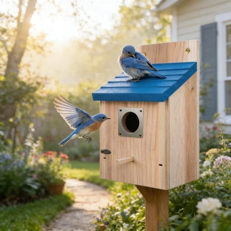 

Wooden Outdoor Bird House Thickened Hanging Bird Nest Shelter Wild Bird Breeding Box Tree Mounted Durable Wooden Birdhouse