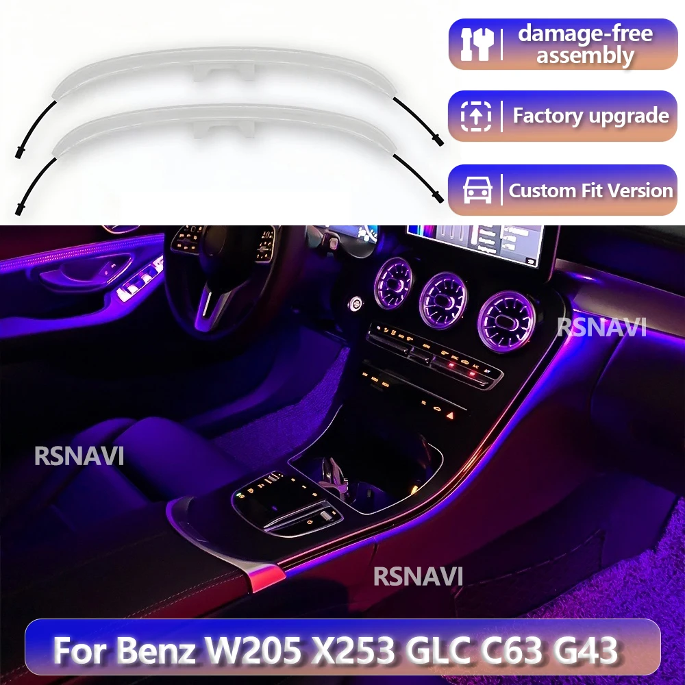 

RGB color streamer For Benz C GLC Class C43 C63 X253 MB W205 2015-2022 Ambient Light Air Vent Nozzle 3D Speaker Decorative Lamp