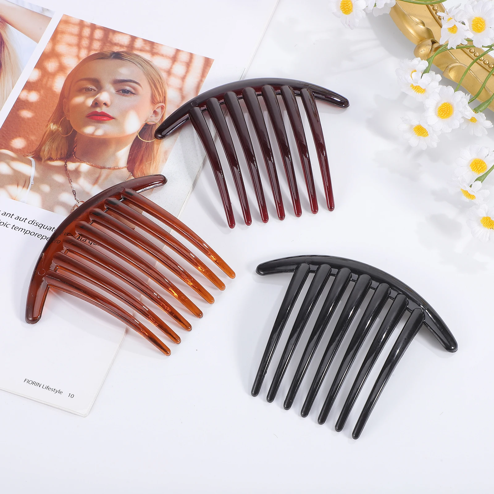 

6pcs 7 Teeth Side Hair Combs Plastic Lightweight Smooth Edge For Women French Twist Hair Styling Tool Clips Accessories