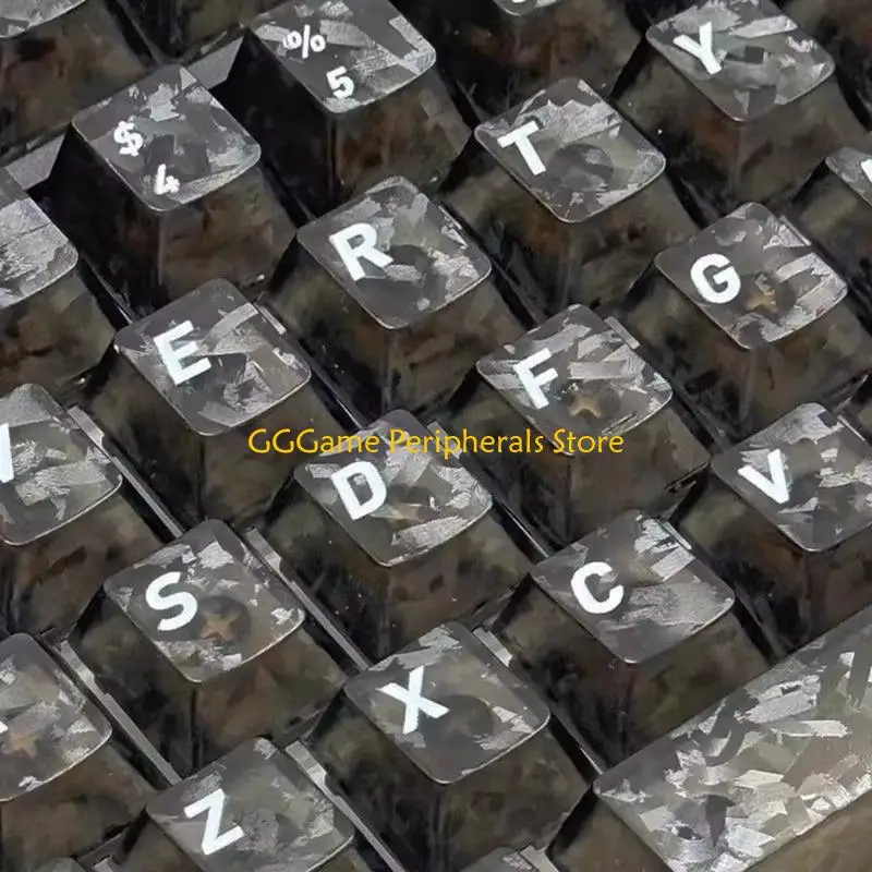 U55B Complete 132 PBT Keycap Set Carbon Fiber With Translucent Lettering