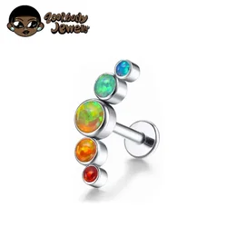 ASTM F136 Piercing de titanio 16G 18G Labret ópalo oreja Tragus cartílago Stud Helix Piercing pendiente oreja Piercing joyería del cuerpo