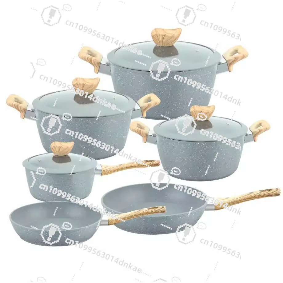 Stone Wok Marble Non-stick Frying Pan Milk Pan Soup Pan Household Pot Set Induction Cooker Universal Pot