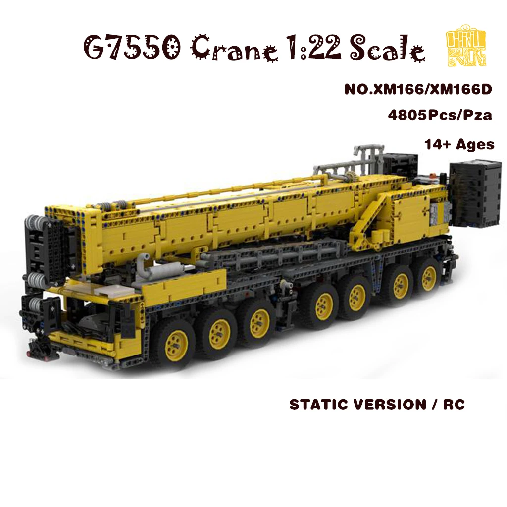 

MOC XM166 G7550 Crane 1:22 Scale 7-Axle Model With PDF Drawings Building Blocks Bricks Toys Birthday Christmas Gifts