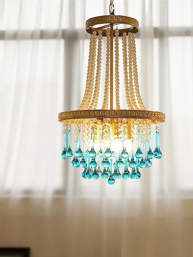 Drop Glass Vintage Ceiling Chandeliers Artistic Home LED American Traditional Lighting Fixture Hanging Lamps Dining Room Decor