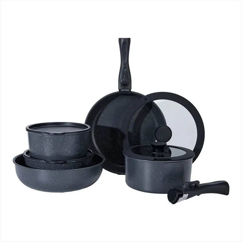 

15-piece set removable handle pot household pan outdoor stacking pot Maifanshi non-stick pan