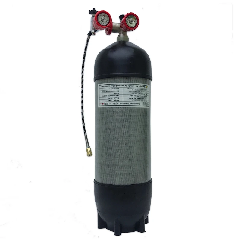 Acecare – réservoir d'air haute pression en Fiber de carbone, 9l Hpa 4500psi, avec Valve, Station de remplissage et protecteur de bol en cuir