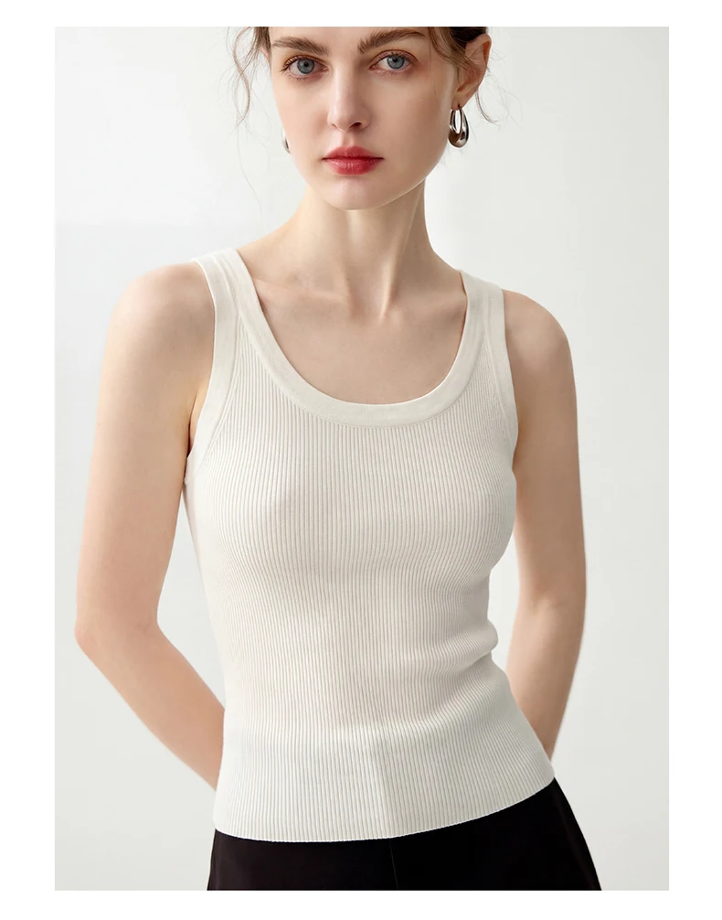 WinvyNee Women Pure Worsted Wool Camisole Solid Striped Round Neck Soft Cool Elegant Autumn Winter Knit Sling Vest ZC1817010
