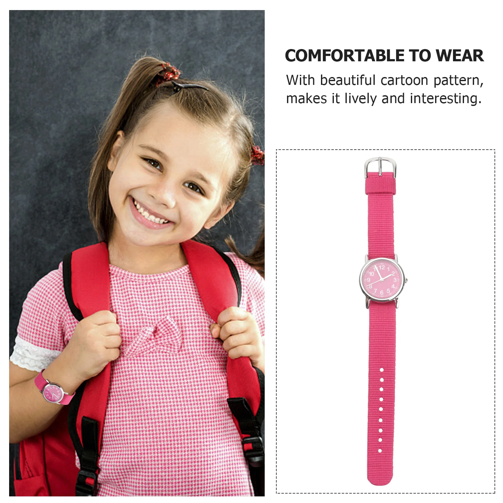 Durable Waterproof Watch Rosy Braided Band Creative Cartoon Design Precise Timekeeping Comfortable Strap Braided Watch