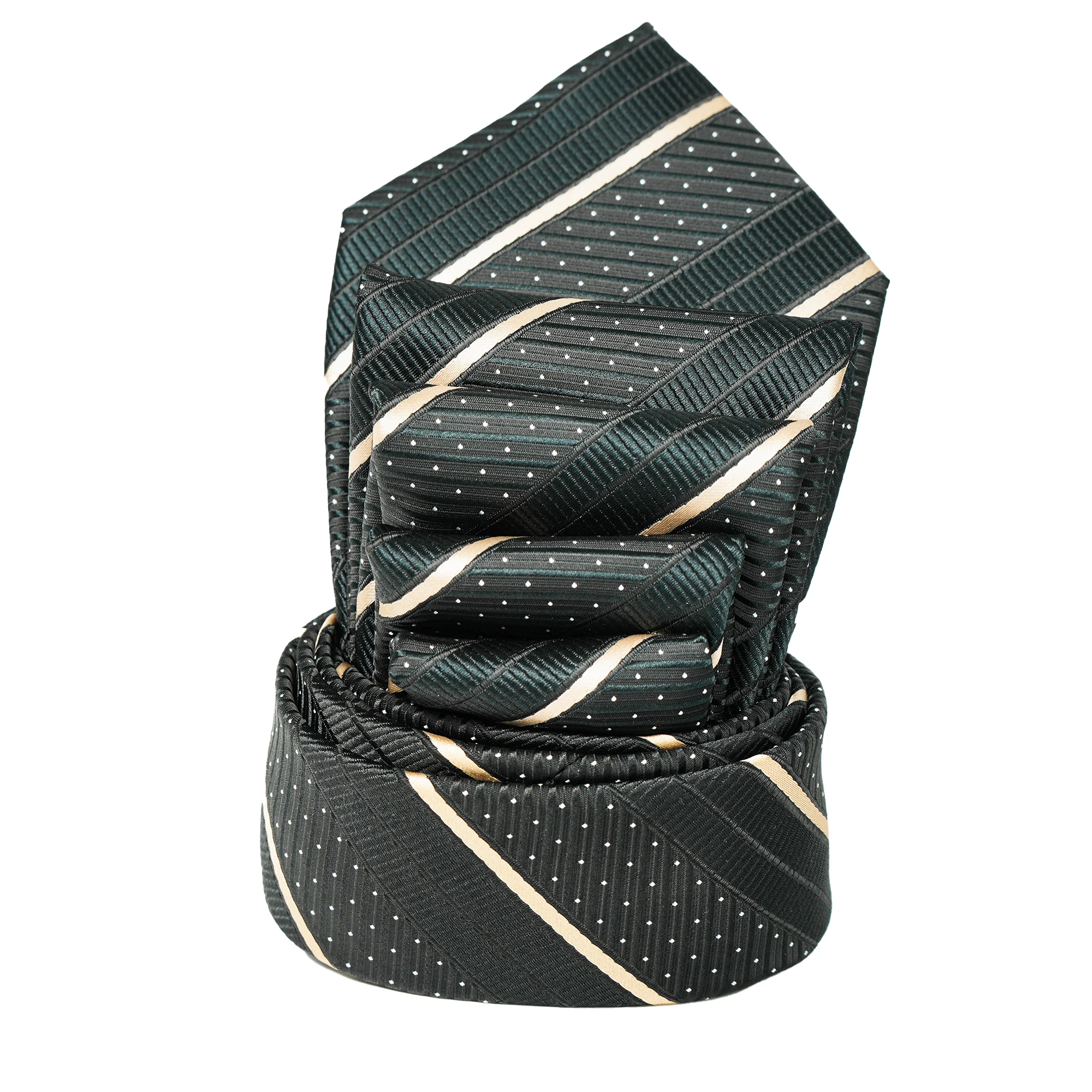 Elegante Herren-Seidenkrawatte mit Streifenmuster in Schwarz, Lila und Rot, für Anzug, formelle Anlässe, Hochzeit, Business, klassisches Luxus-Mode-Accessoire – Detail 6