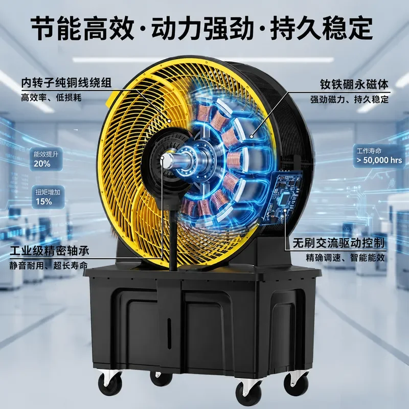 Camel Permanent Magnet Mobile Spray Fan Large Stepless Speed Regulation for Workshop Warehouse Suitable Wholesale
