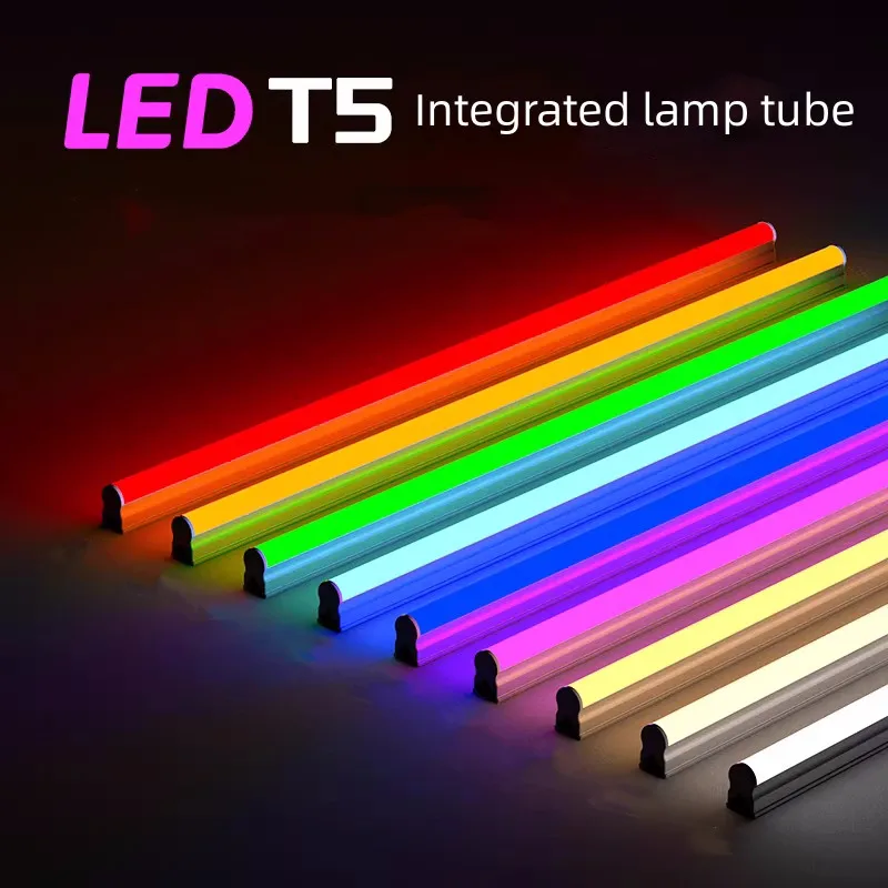 LED Color Tube T5 Integrated Red, Green, Blue, Purple Yellow Light Luxury Stone Atmosphere Shooting 0.6M long Strip Lamp