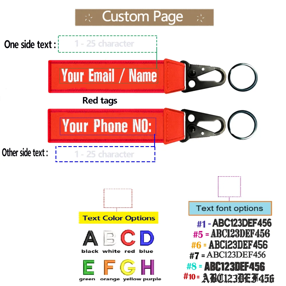 

Personalized Keychain, Customized Different On Both Sides Name , Embroidery keychain , Luxury Eagle Beak Buckle