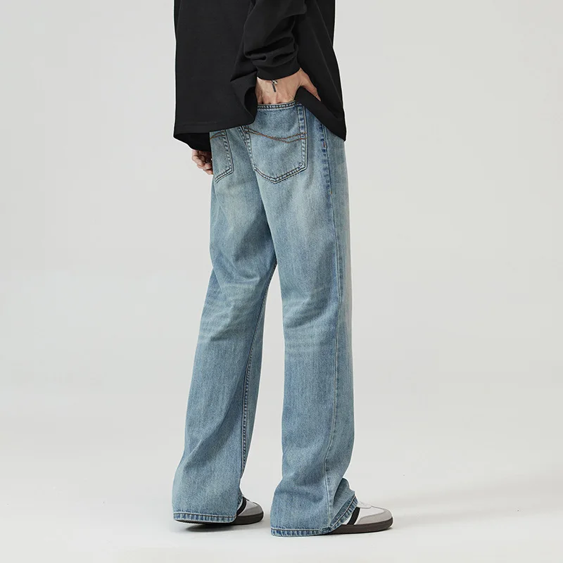 メンズY2Kバギーヒップホップジーンズ - 90年代レトロワイドレッグスケートデニムパンツルーズフィットオーバーサイズストリートウェアポケット付き