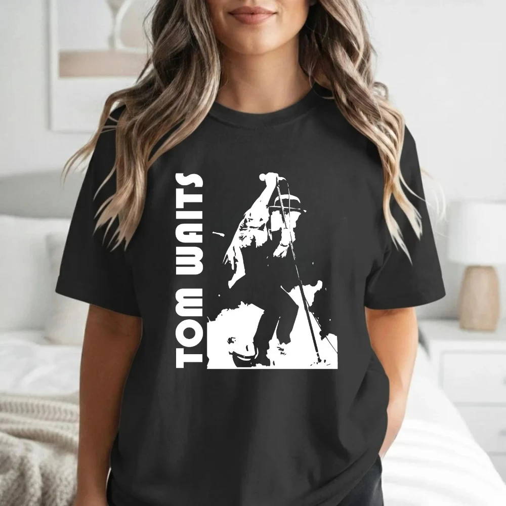 Tom Waits fan T-shirt, retro style - a gift for retro music lovers. Pure cotton summer couple streetwear shirt  vintage clothes