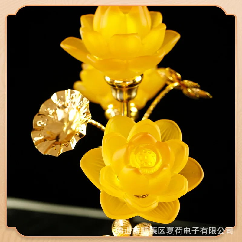HT Lotus Buddha supply lamp Colorful front supply  Lotus lamp led supply Buddha household glazed plug-in Guanyin God of Wealth
