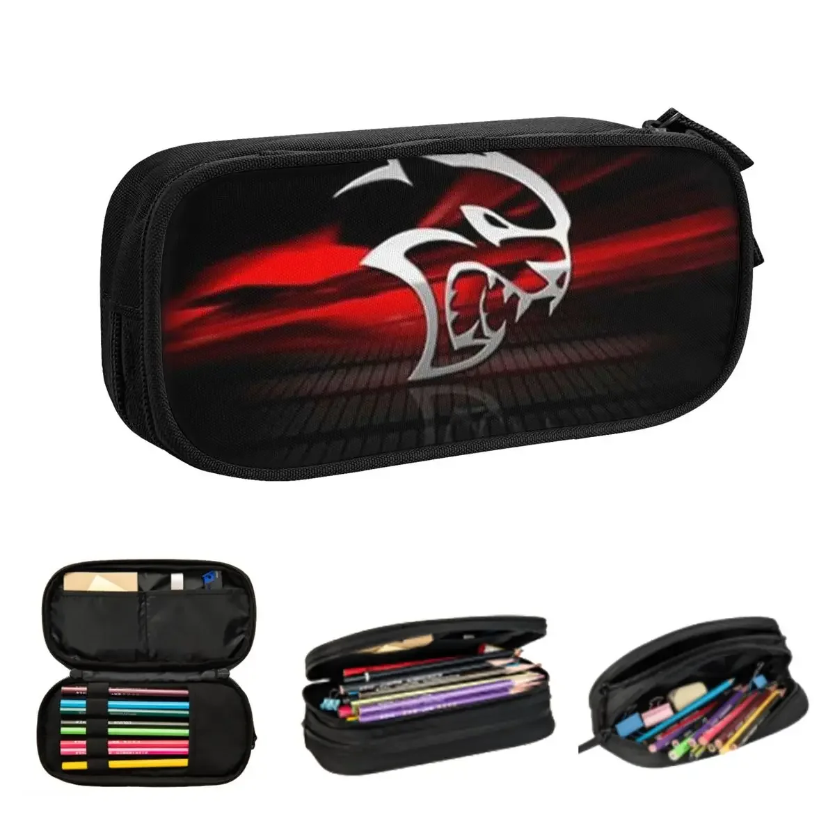 SRT Hellcat Demon Dodge Challenger Car Racing Pencil Cases Pen Bags Pen Box Pencil Pouch For Boys Girls Students Stationery